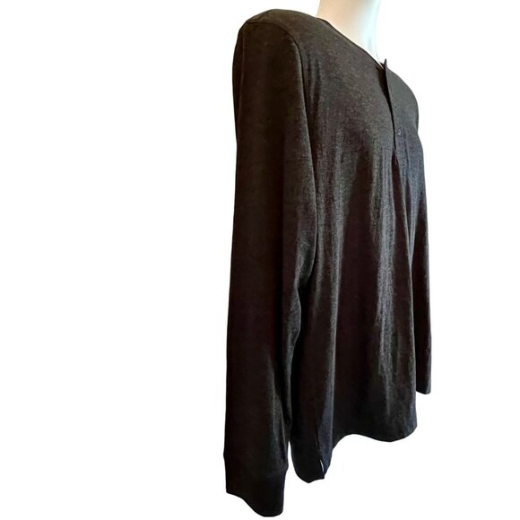 Chaps Charcoal Gray Long Sleeve Jersey Henley Shirt Men's Medium - Picture 4 of 8